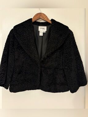 Sisters Outerwear Black Faux Fur Teddy Jacket - Short Open-Front Sz:S